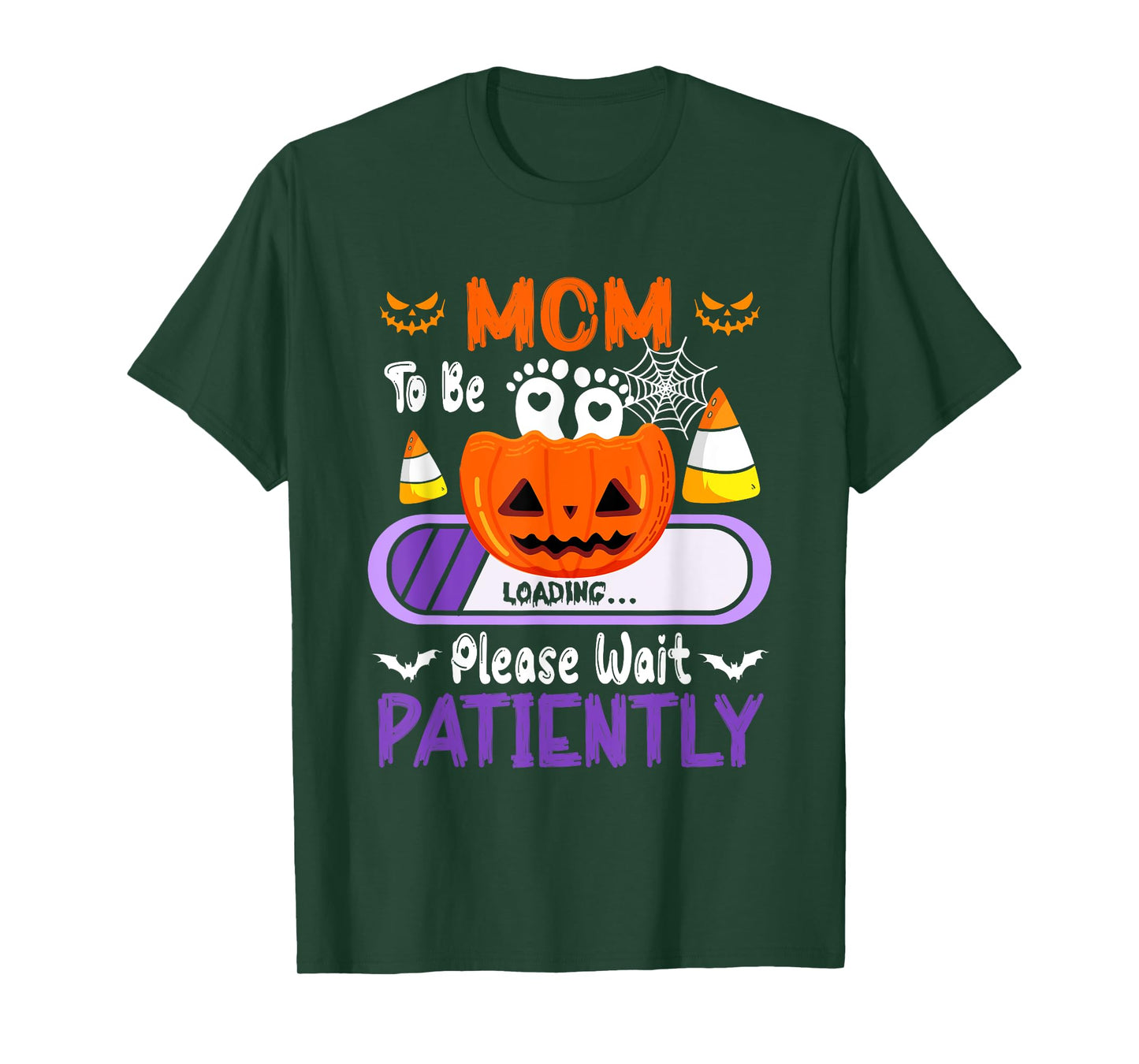 Mom Proud Loading Halloween Pumpkin Expecting New Baby T-Shirt