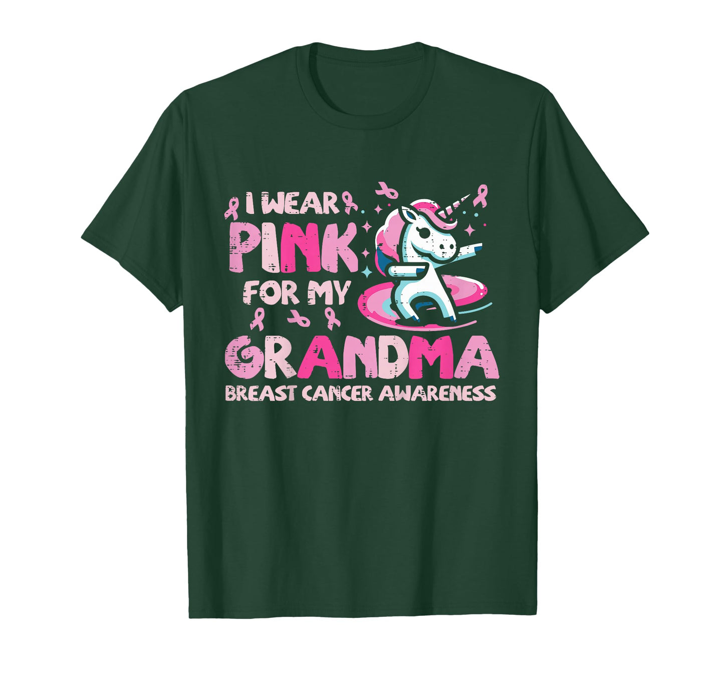 Kids Breast Cancer Unicorn Pink For Grandma Awareness Girls Kids T-Shirt