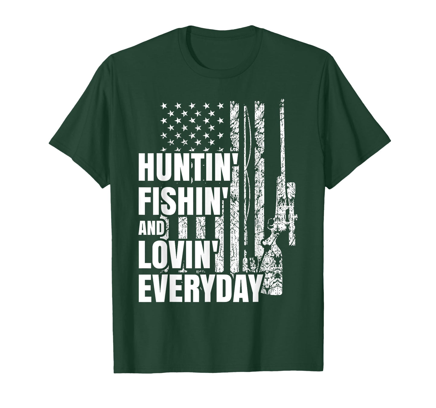 Hunting Fishing Loving Everyday American Deer Hunter Patriot T-Shirt