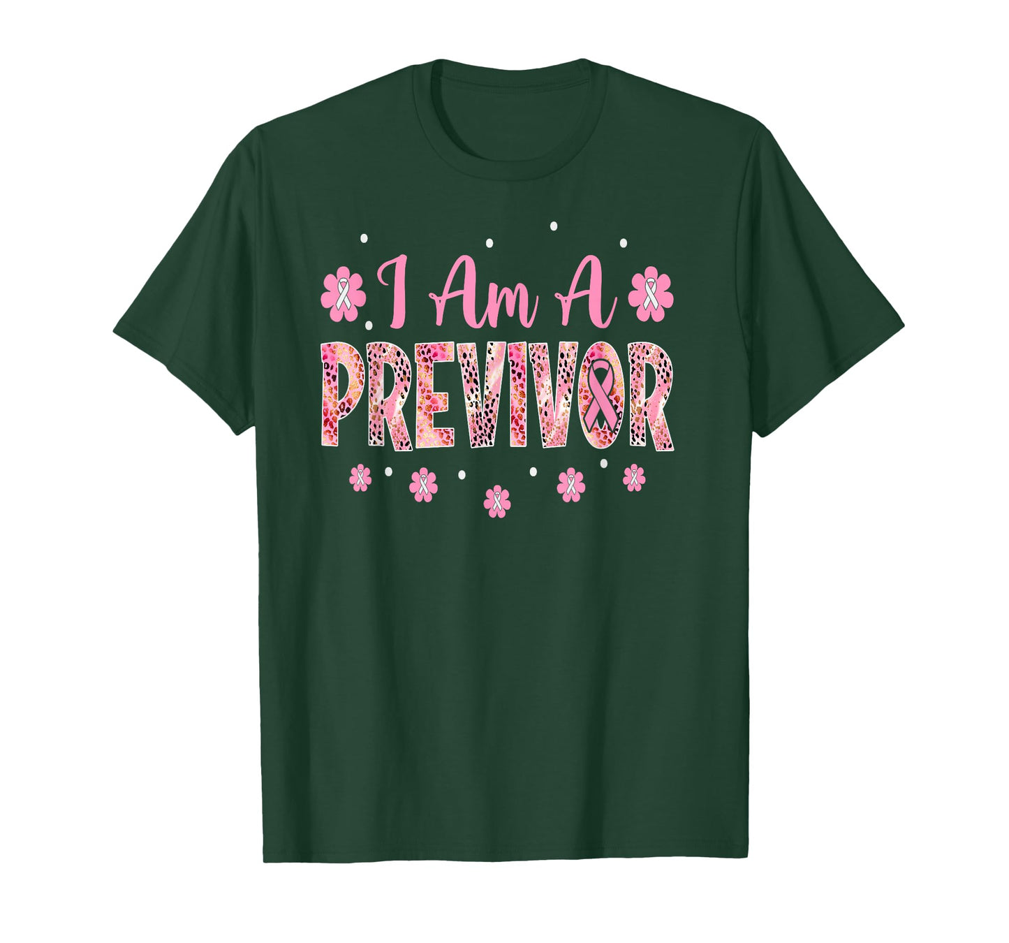 I Am A Previvor Pink Ribbon Breast Cancer Awareness Warrior T-Shirt