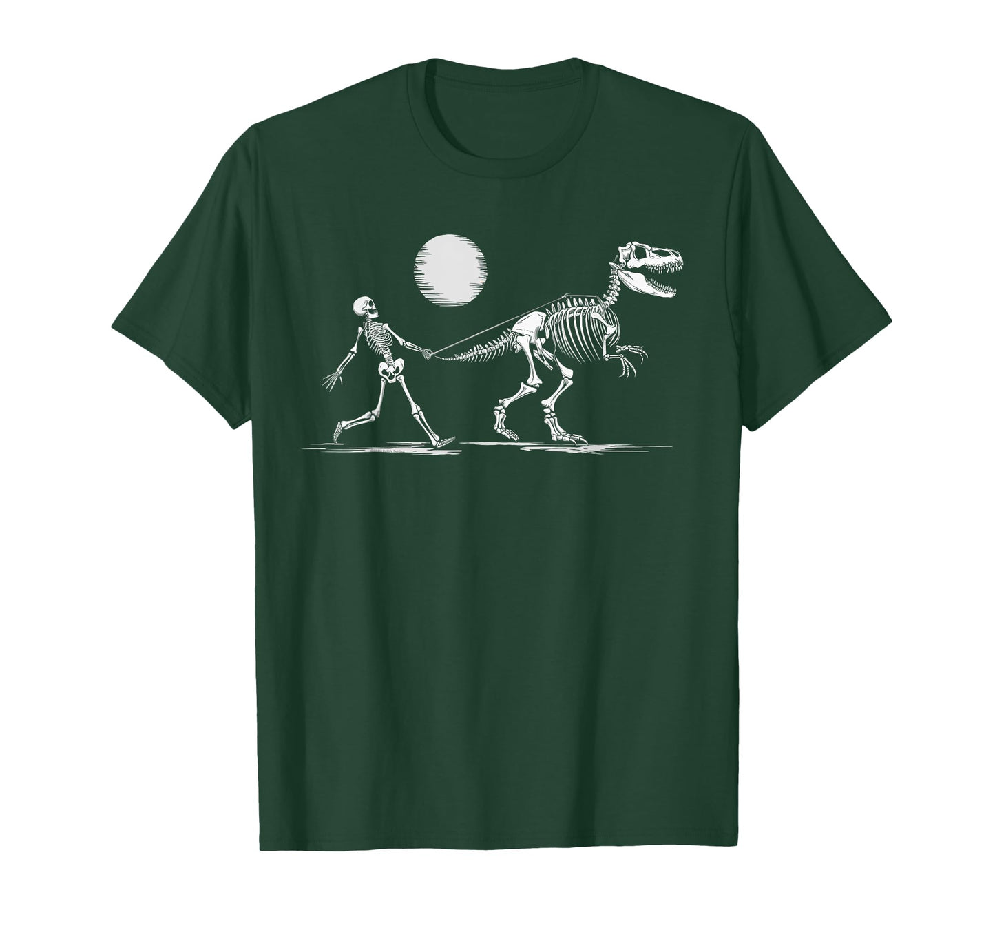 Funny Skeleton T-Rex Boys Girls Skeleton Walking a Dinosaur T-Shirt