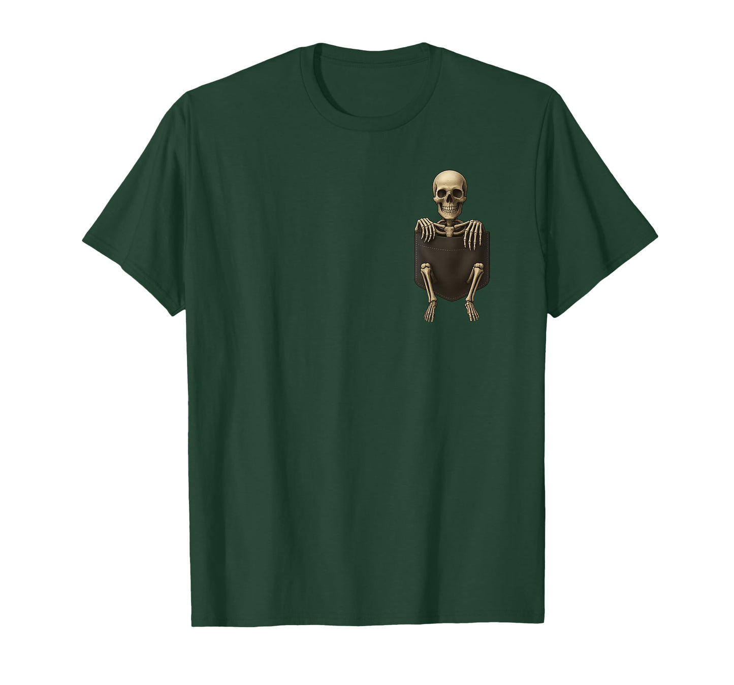 Pocket Skeleton Halloween Creepy Skull Funny Spooky Bones T-Shirt