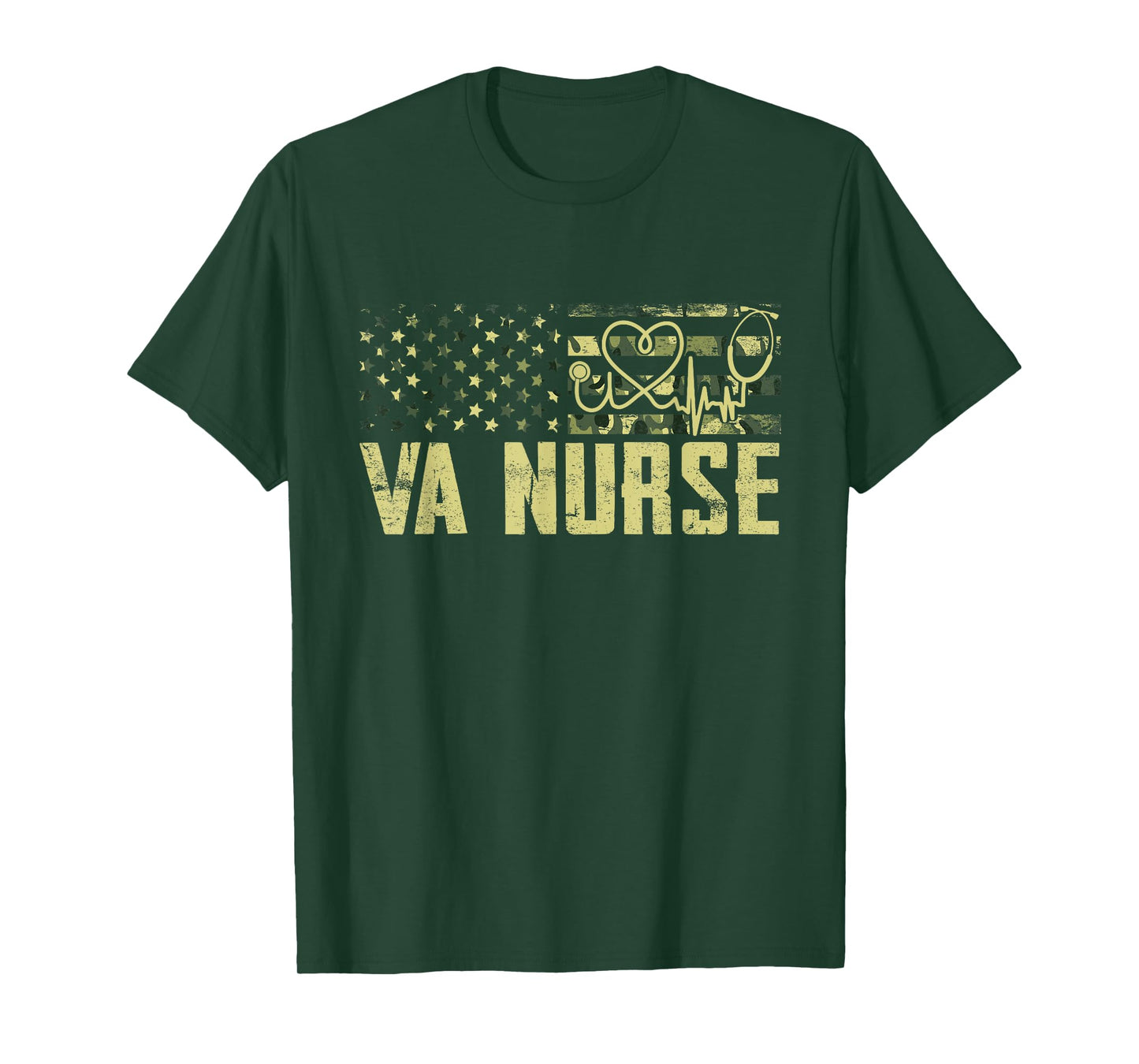 VA Nurse Camouflage USA Flag Patriotic Nurse Week Women Men T-Shirt