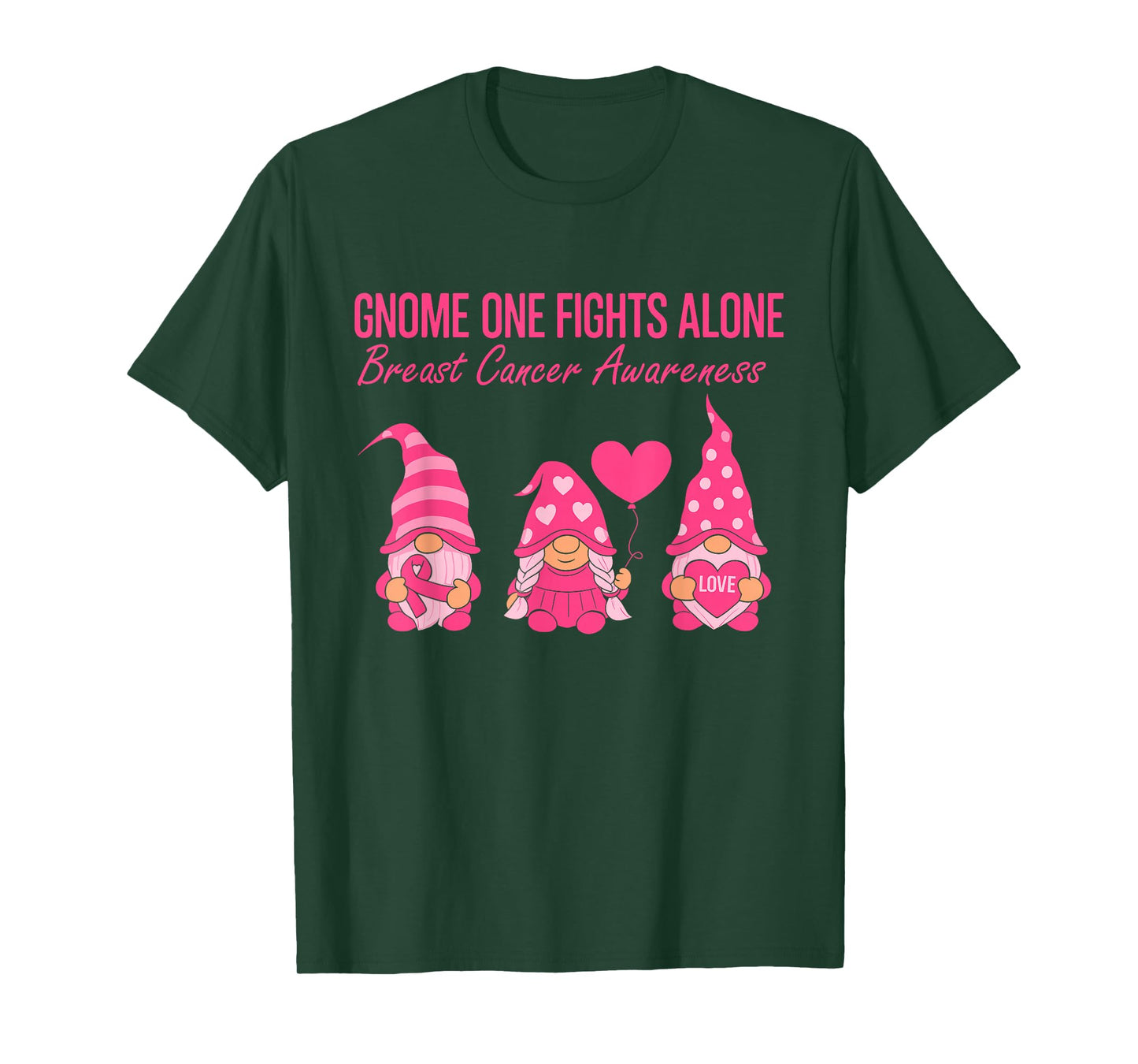 Gnome One Fights Alone Breast Cancer Awareness Month T-Shirt
