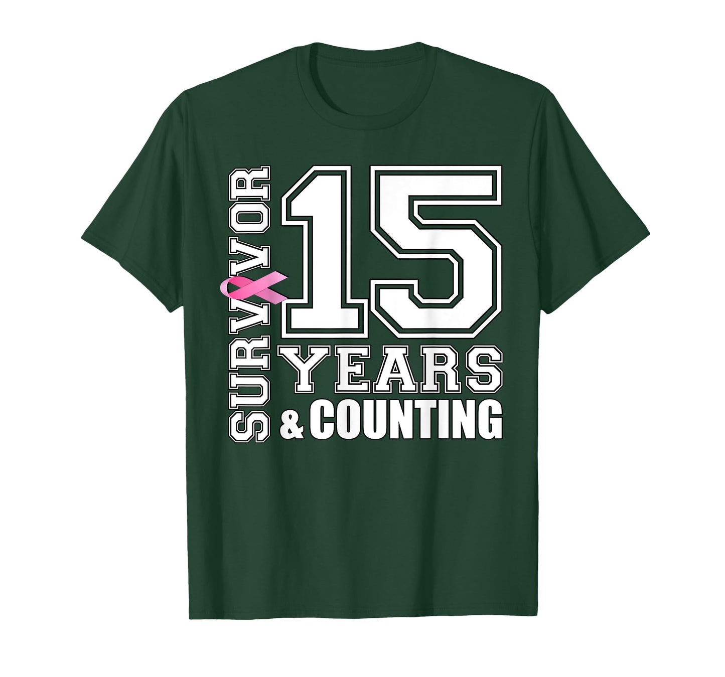 15 Years Breast Cancer Survivor Pink Ribbon Gifts For Women T-Shirt