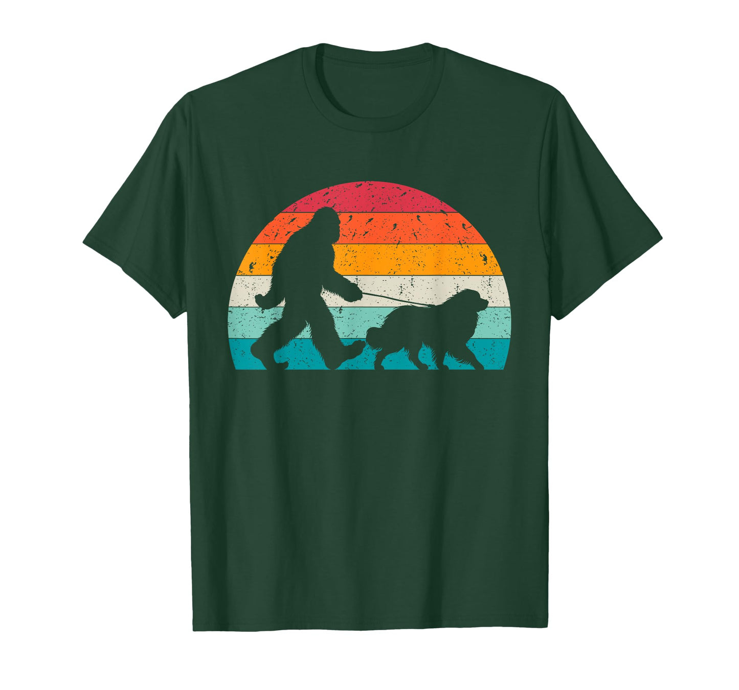 Bigfoot Walking a Dog Funny Great Pyrenees Lovers Dog Dad Men Women Kids T-Shirt