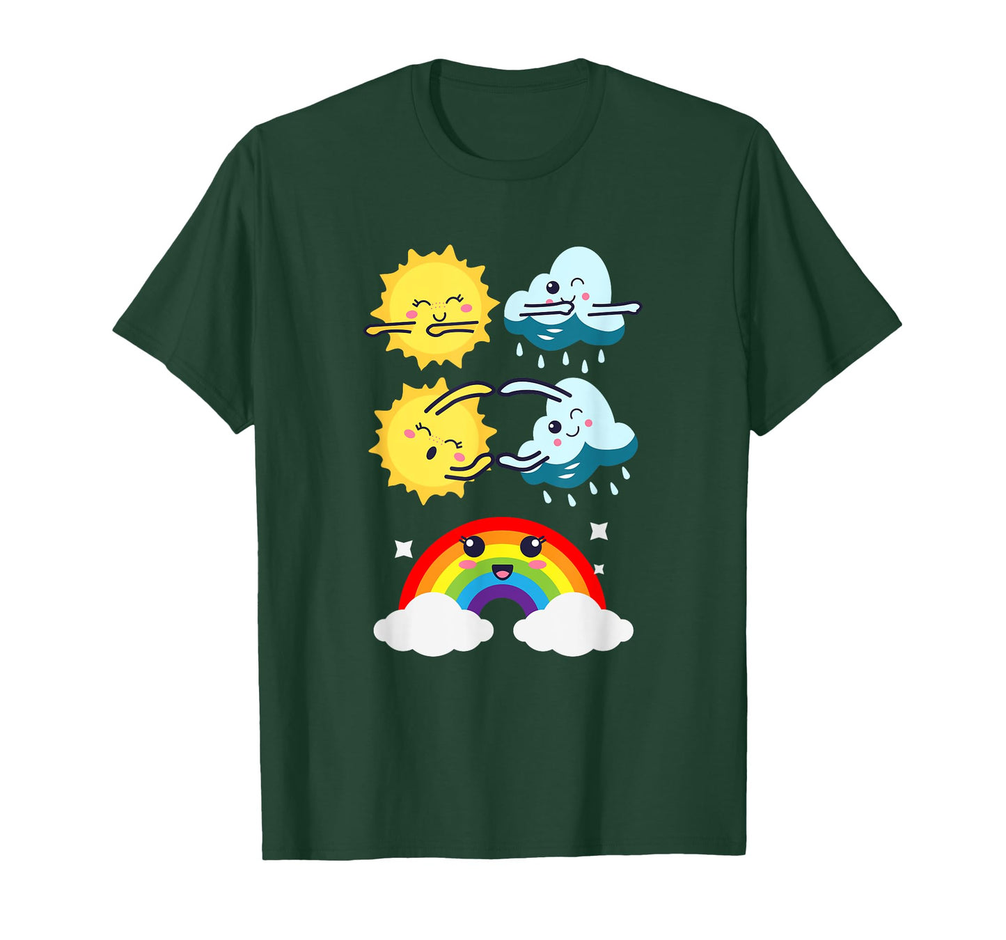 Funny Dancing Sun Cloud Rainbow | Nature Rain Summer Men Women Kids T-Shirt