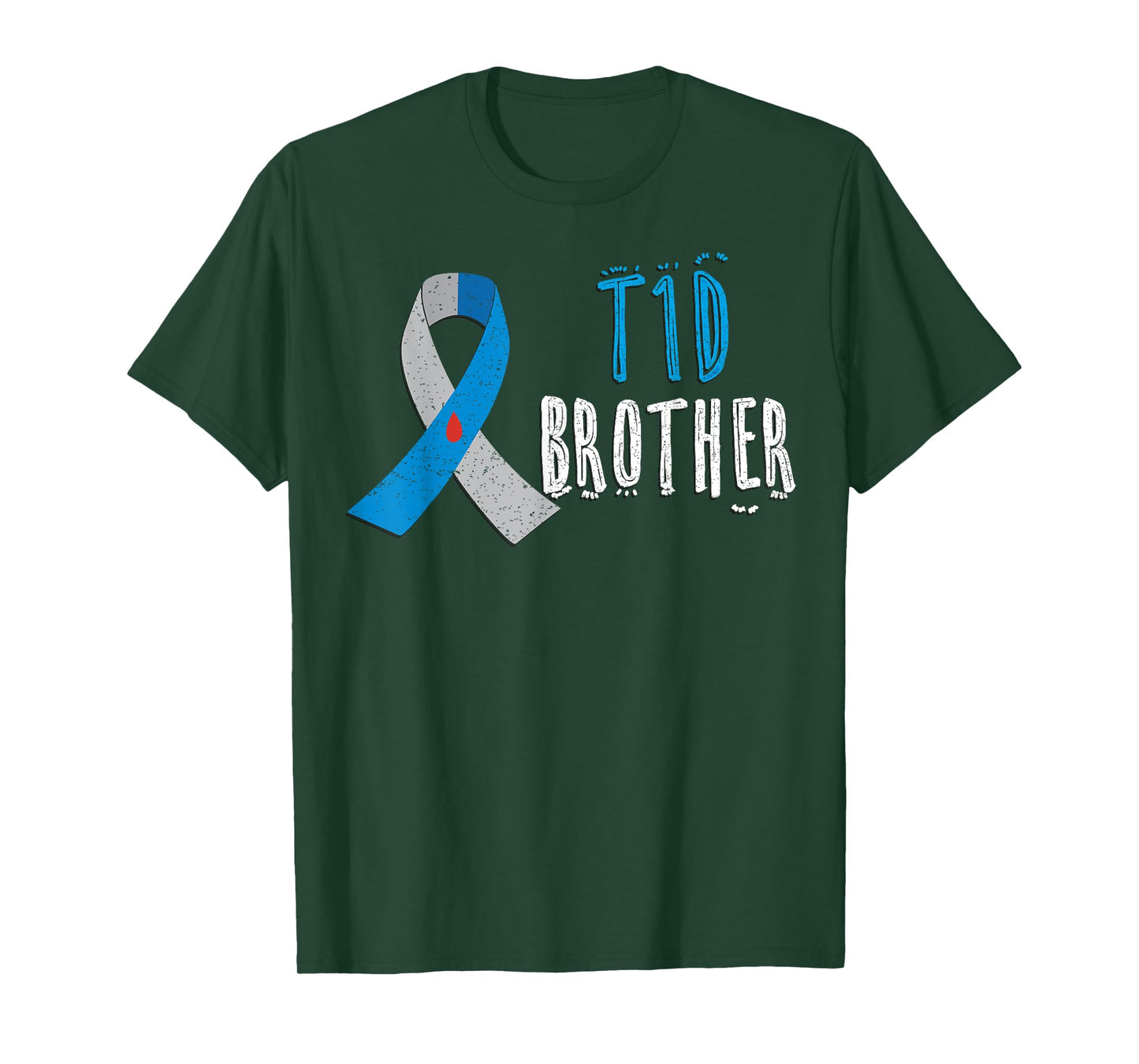 T1D brother blue ribbon type 1 diabetes awareness boys gift T-Shirt
