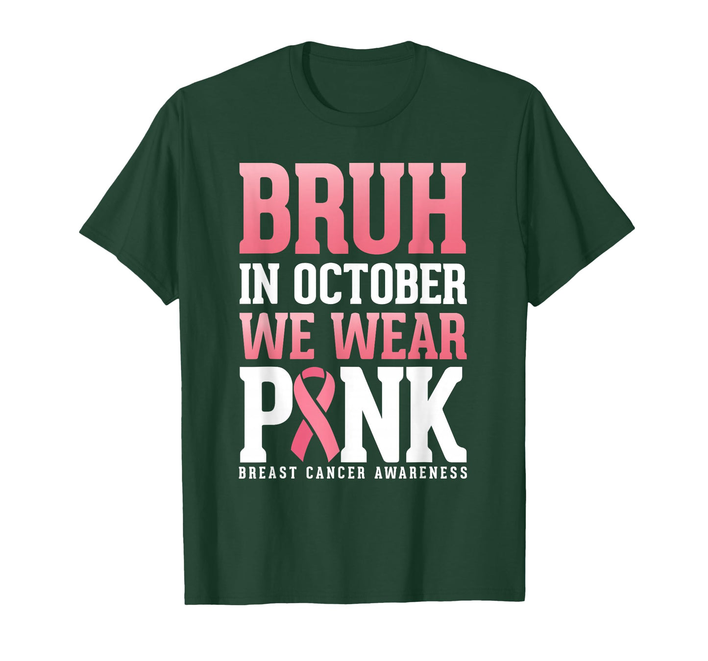 Breast Cancer Awareness Kids Boys Bruh In October Wear Pink T-Shirt