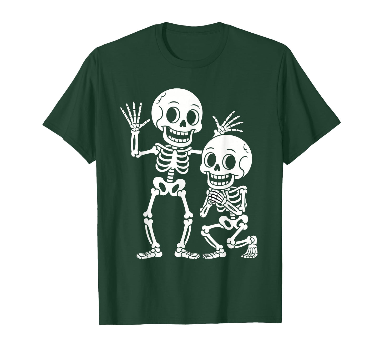 Funny Cartoon Skeleton Duo Halloween Spooky Characters T-Shirt