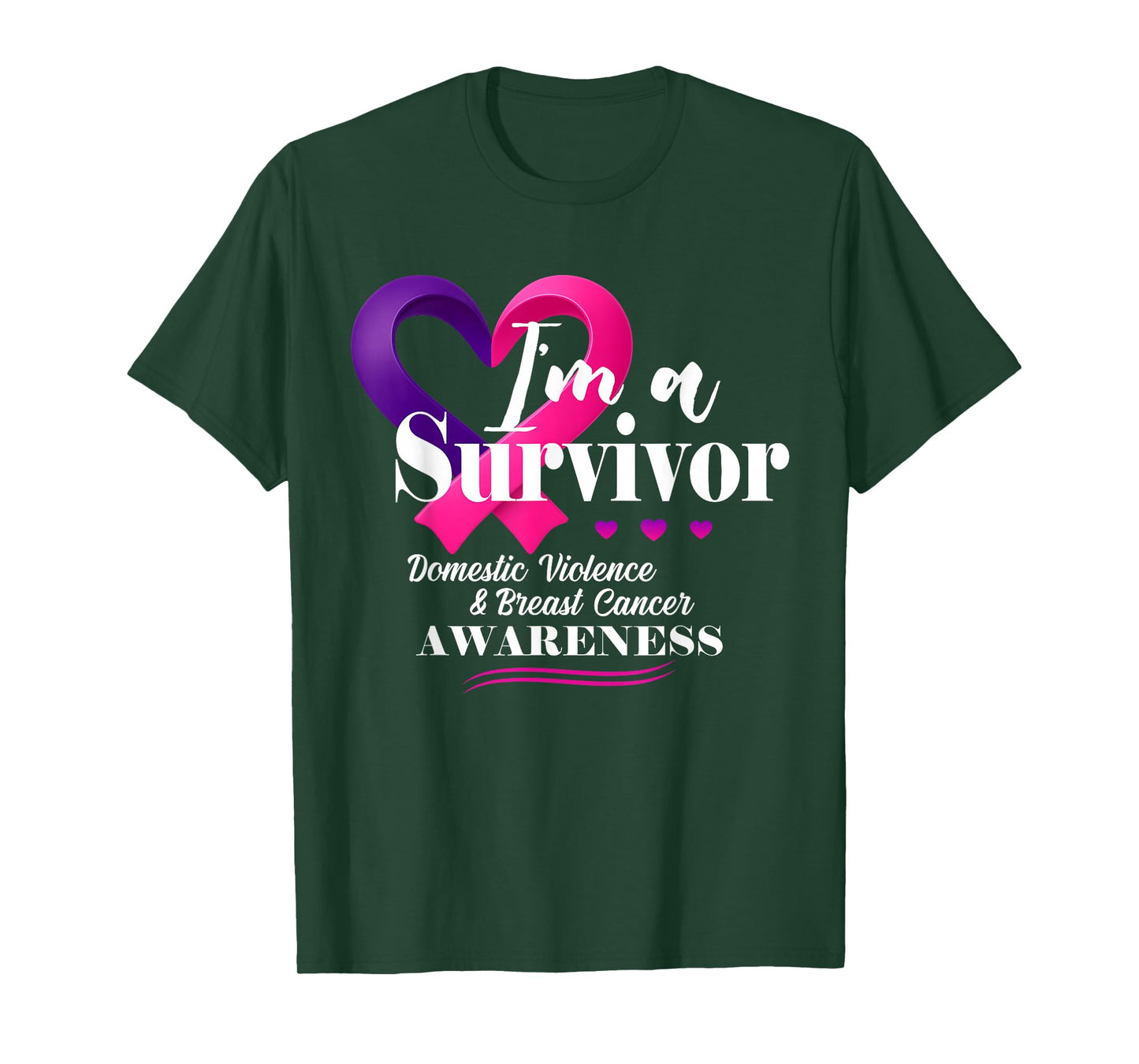I'm A Survivor Domestic Violence Breast Cancer Ribbon Heart T-Shirt