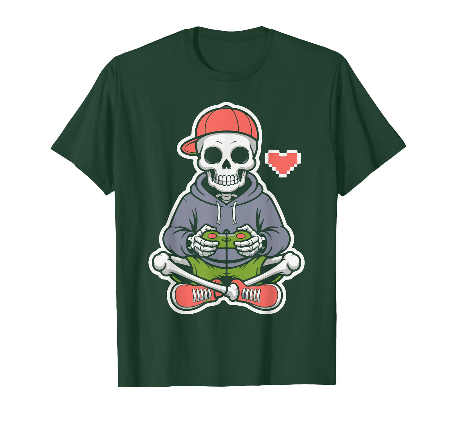 Glow Skeleton Gamer Halloween Boys Kids Funny Video Gaming T-Shirt