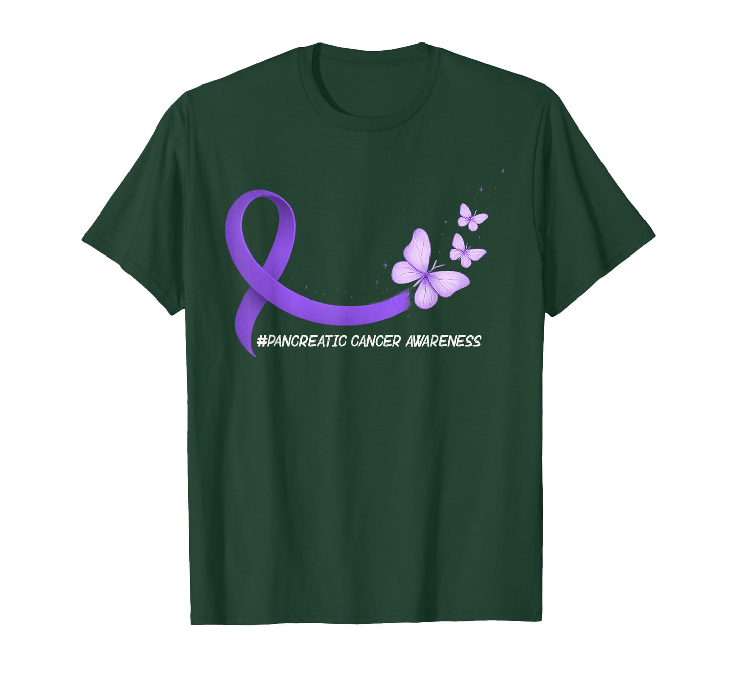 Pancreatic Cancer Awareness Ribbon Purple Butterfly Support T-Shirt