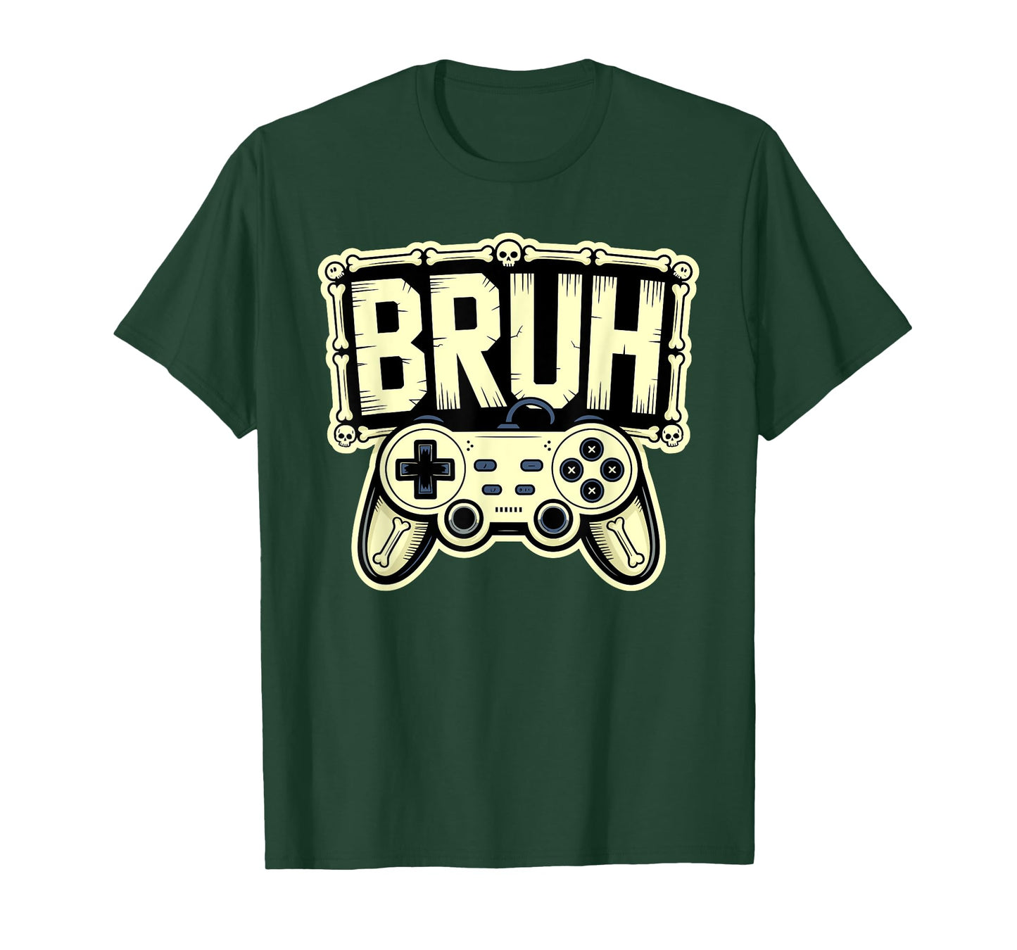 Spooky Bruh Skeleton Gamer Controller for Halloween Fans T-Shirt
