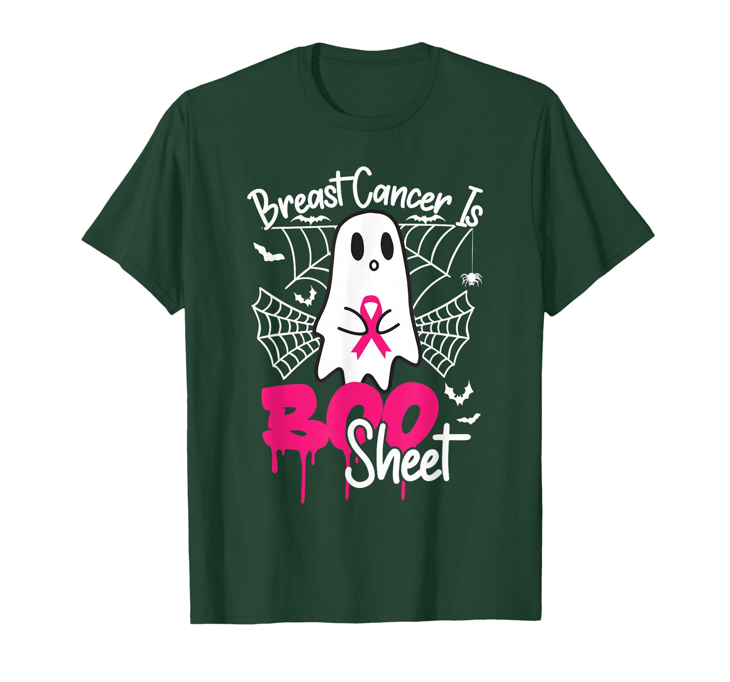 Breast Cancer Women Halloween Spooky Boo Ghost T-Shirt