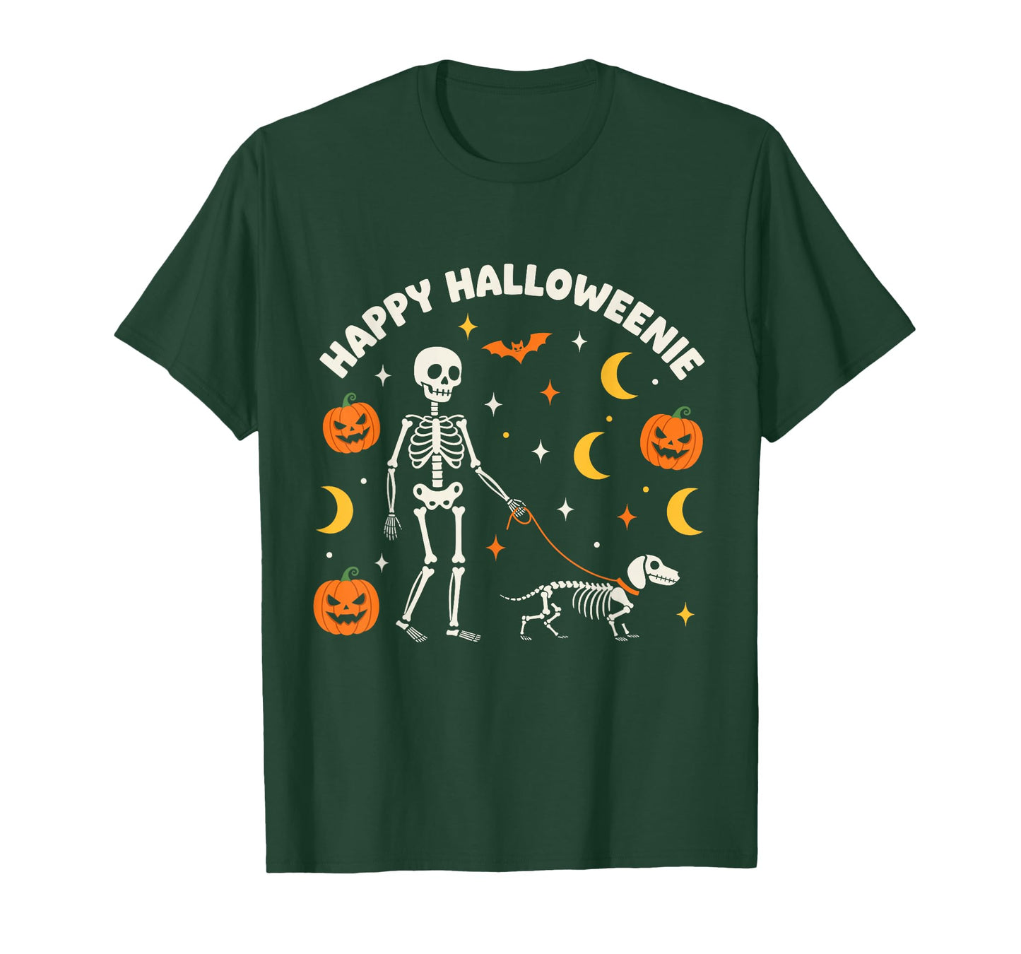 Happy Halloweenie Funny Halloween Skeleton Dachshund Dog T-Shirt