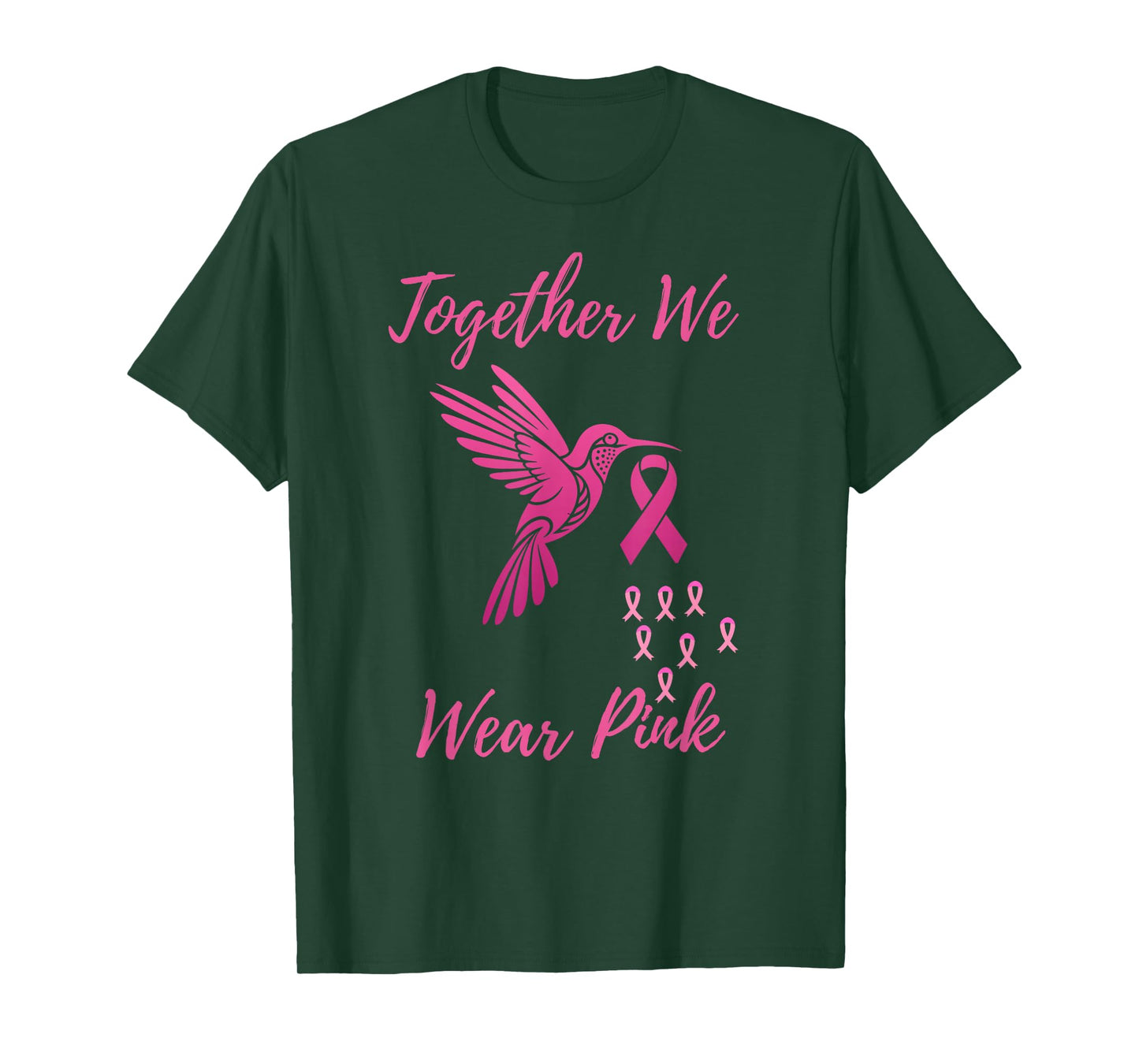 Together We Wear Pink Hummingbird Breast Cancer Awareness T-Shirt