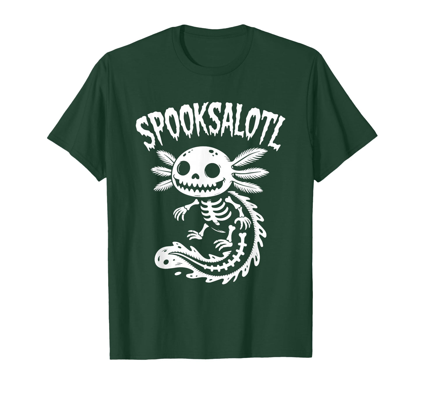 Spooksalotl Jumping Skeleton Axolotl Halloween Pun T-Shirt