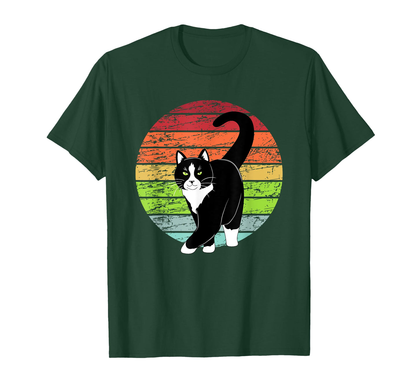 Retro Black Tuxedo Cat Lover Cat Kitty Lover - Green Eyes T-Shirt for Men Women Kids