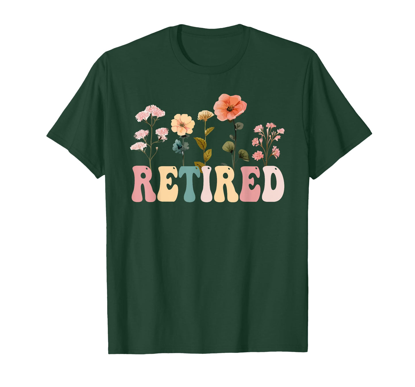 Retired Floral Letters Design Retirement Gifts Women T-Shirt