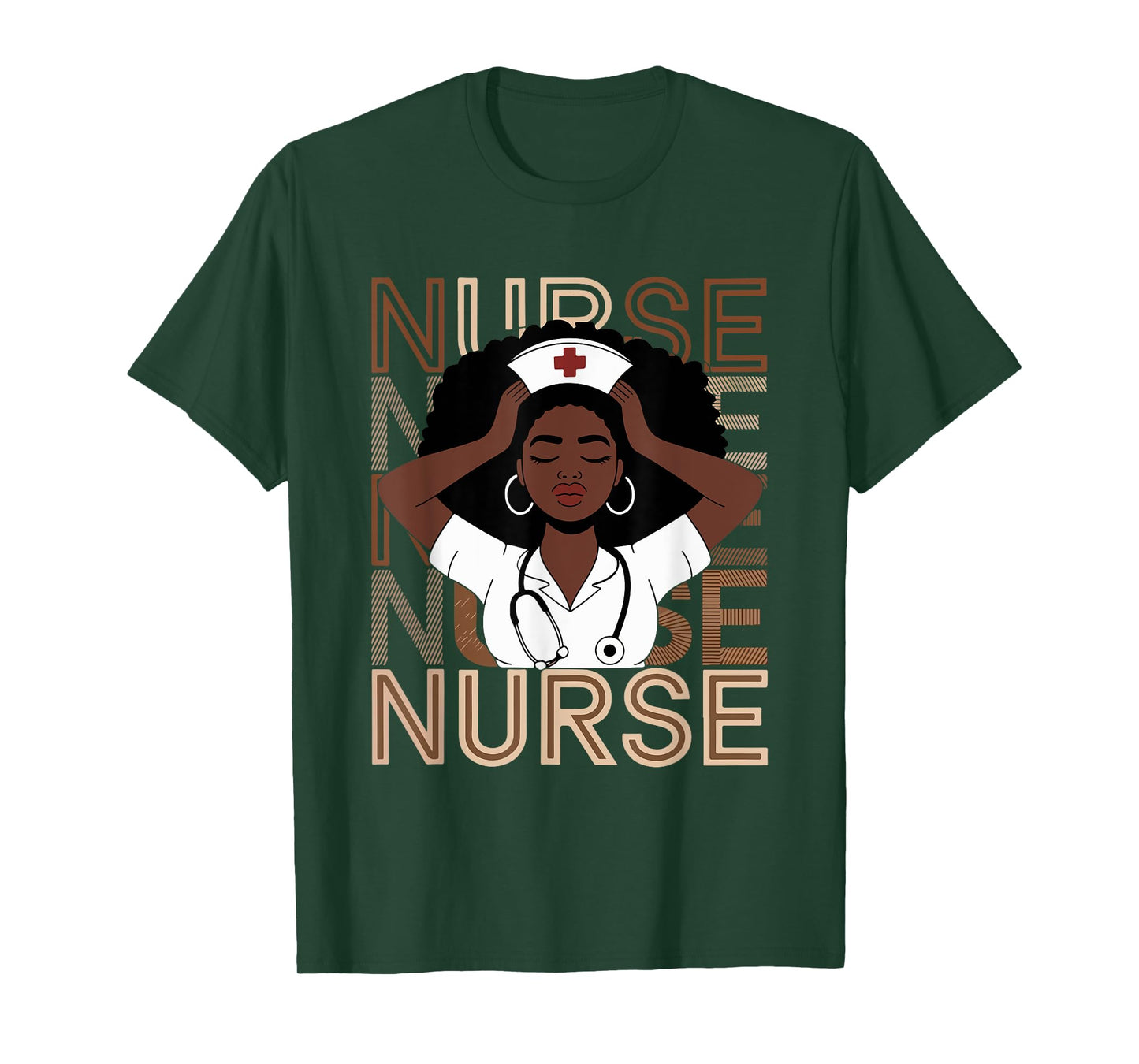 Black Strong Nurse Afro Girl Melanin African American Wowen T-Shirt