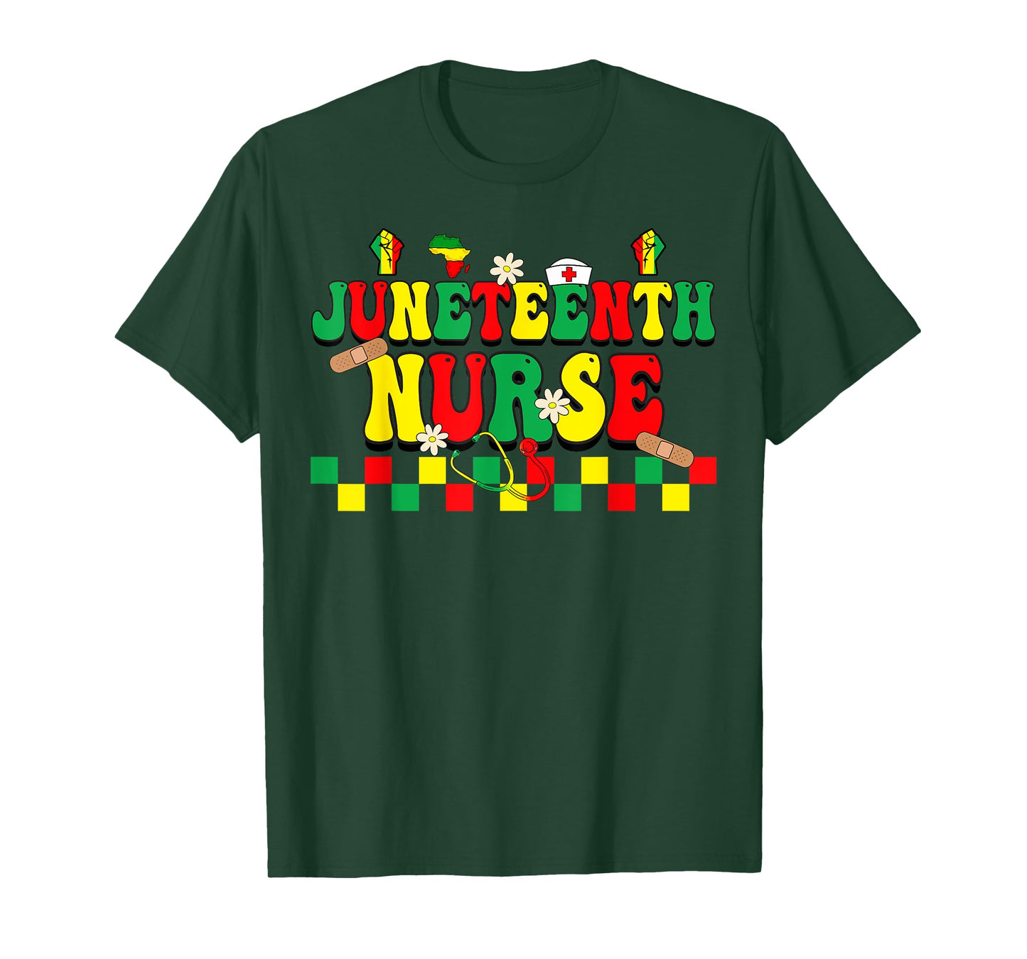 Juneteenth Black Nurse Retro 1865 Groovy Scrub Top Men Women T-Shirt