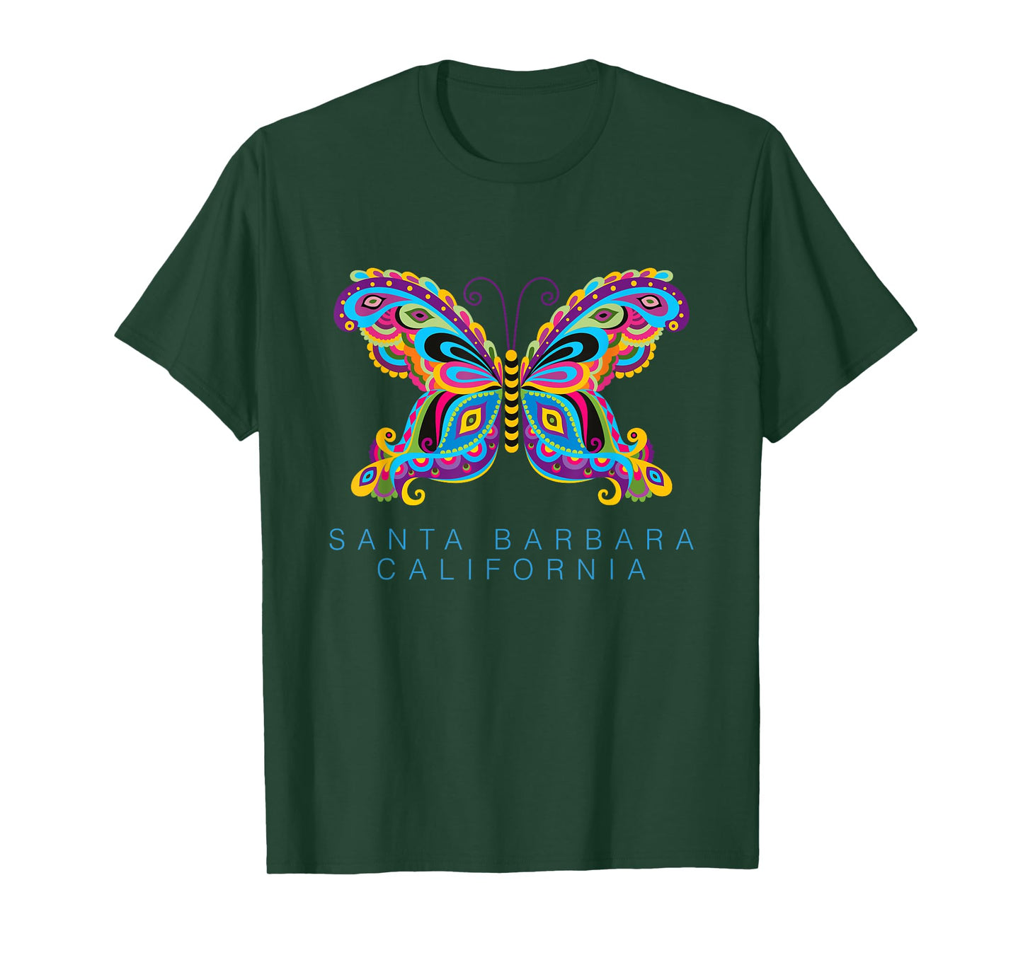 Santa Barbara California Souvenir Butterfly Graphic T-Shirt