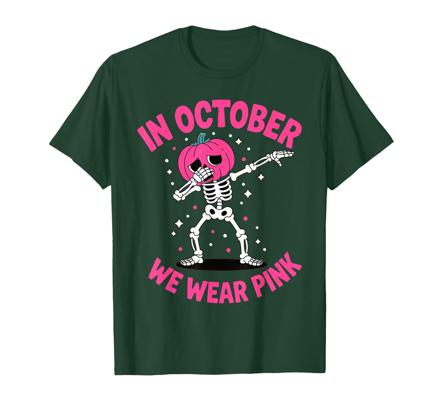 In October We Wear Pink Breast Cancer Pumpkin Halloween T-Shirt
