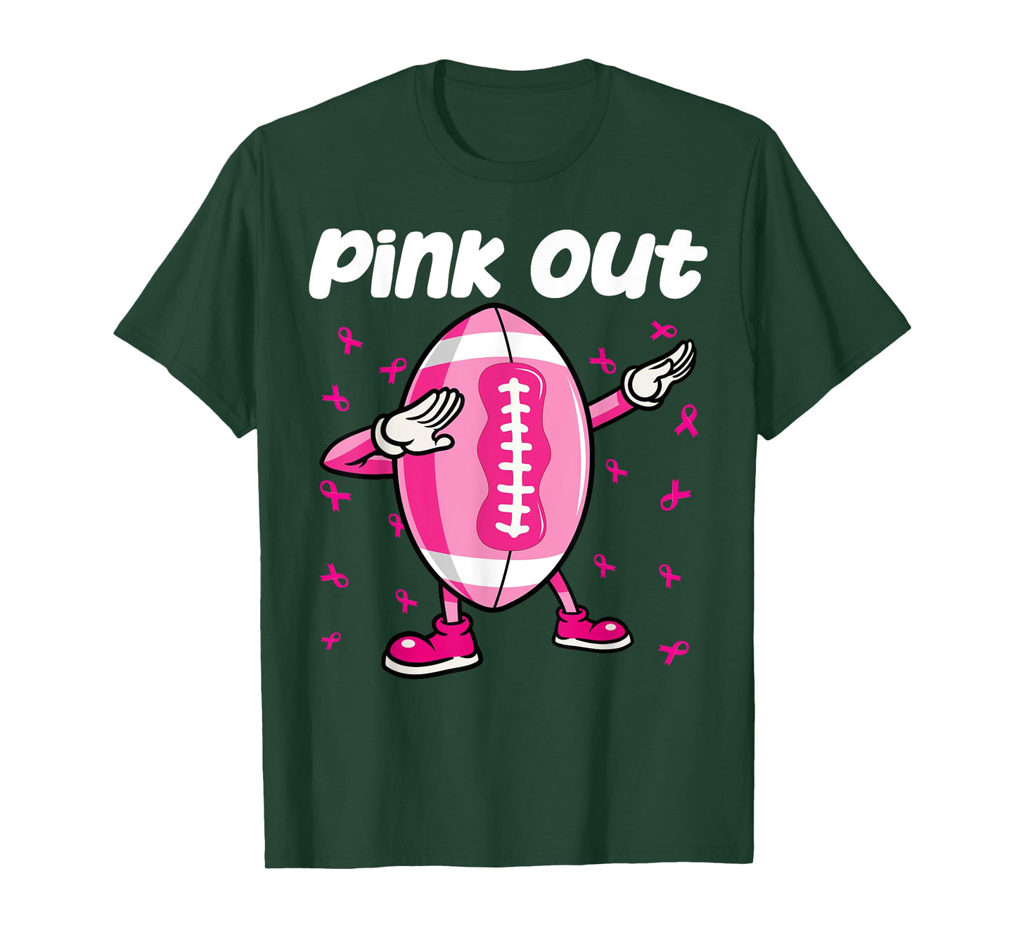 Pink Out Breast Cancer Awareness Survivor Dab Football Kids T-Shirt