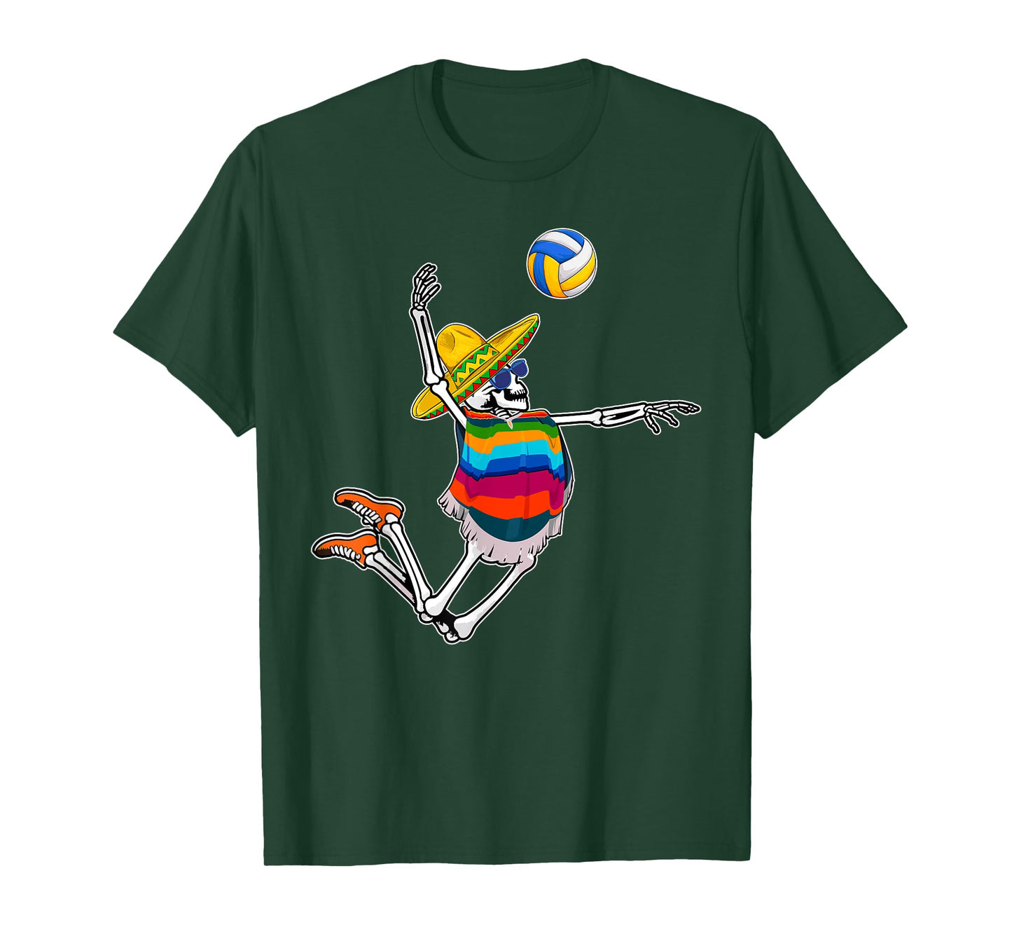 Funny Mariachi Skeleton Playing Volleyball Cinco De Mayo Men T-Shirt
