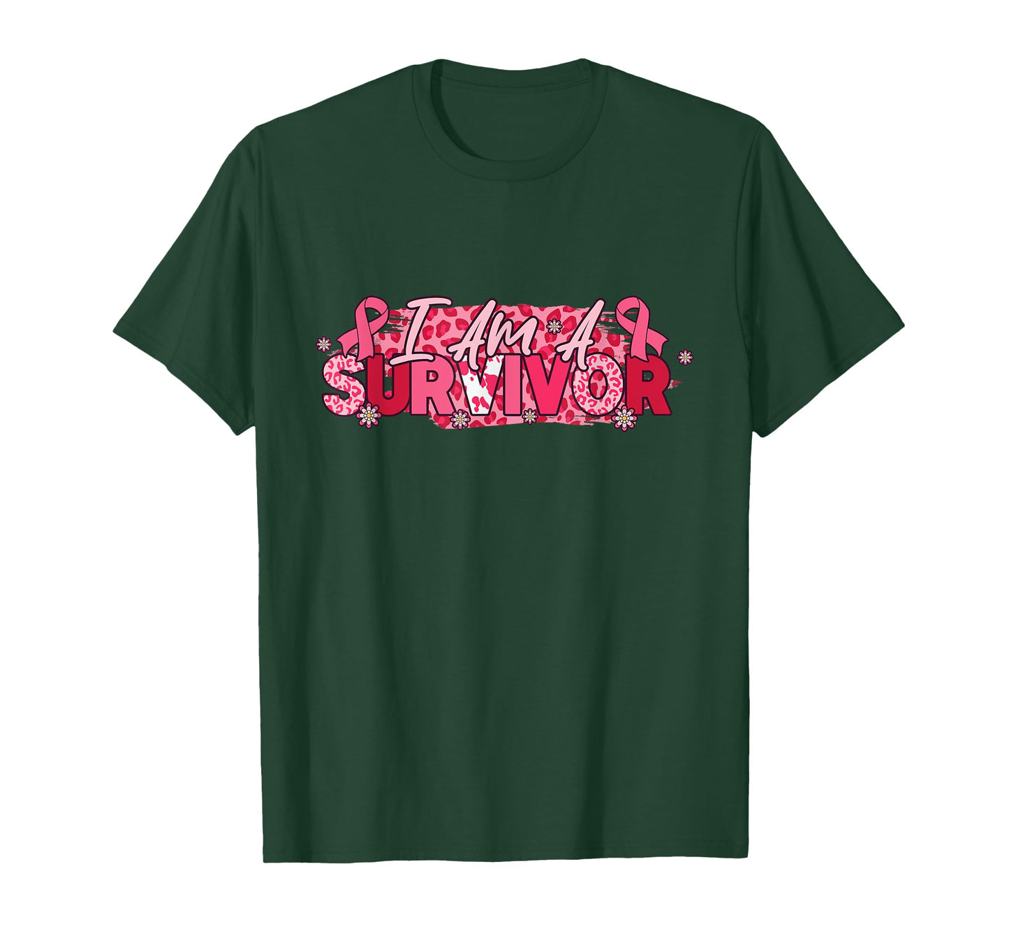 I Am A Survivor Breast Cancer Awareness Pink Ribbon Leopard T-Shirt