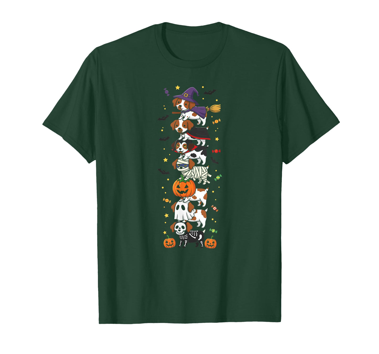 Brittany Spaniel Witch Vampire Ghost Halloween Mens Womens T-Shirt
