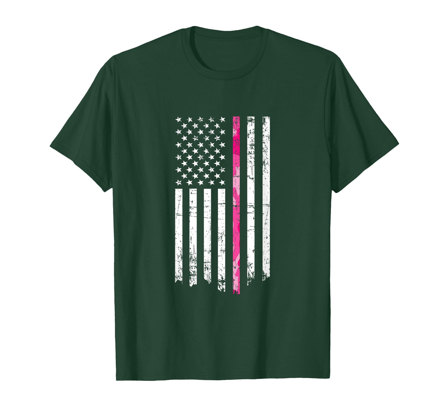 Pink Camouflage Stripe Breast Cancer American Flag T-shirt T-Shirt for Women Men