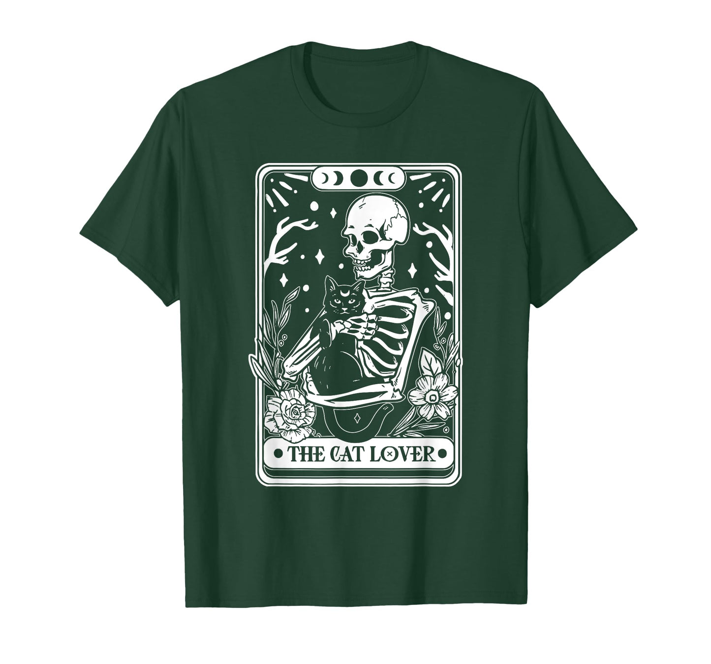 Cat Lover Tarot Card Skeleton Black Cat Spooky Gift T-Shirt