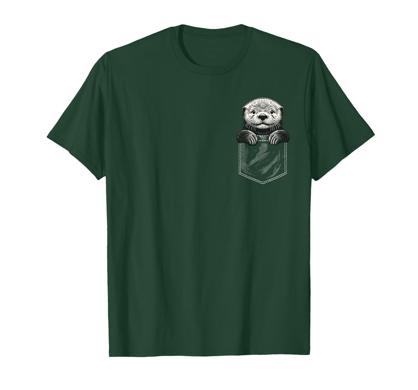 Otter In Chest Pocket Water Marten Animal Cute Funny T-Shirt