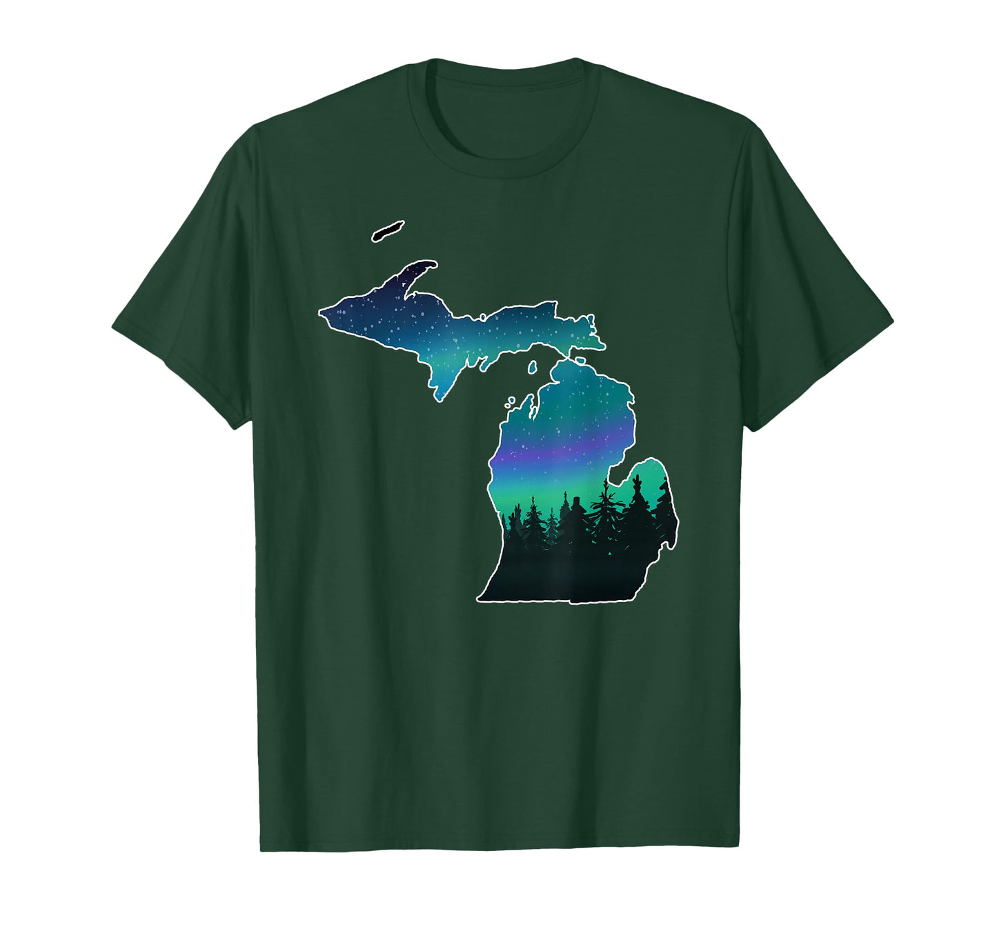 Michigan Great Lakes Men Women Summer Northern Lights T-Shirt