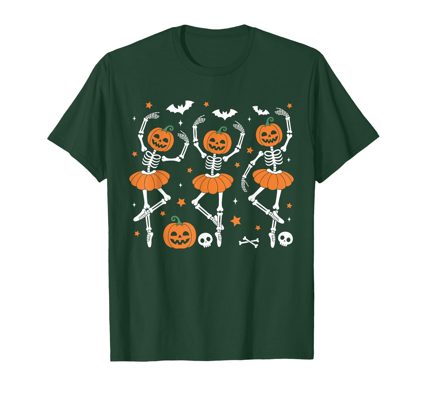 Ballet Pumpkin Skeleton Scary Halloween Men Women Boys Girl T-Shirt