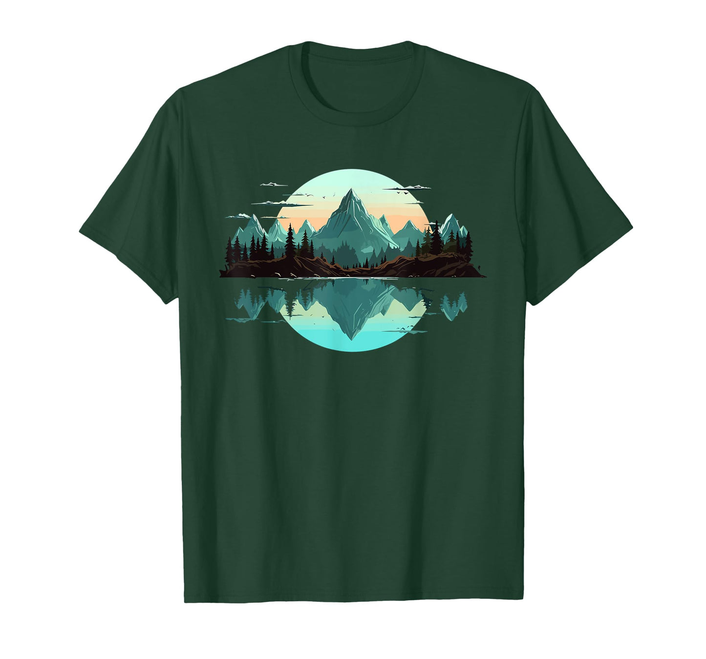 Mountain Landscape Reflection Forest Trees Outdoor Wildlife T-Shirt