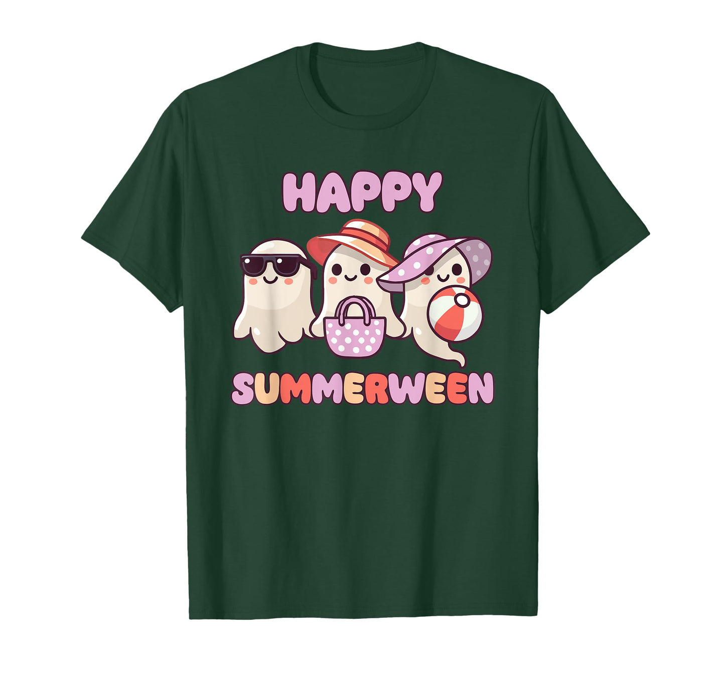 Happy Summerween Summer Halloween Ghost Men Women Kids T-Shirt
