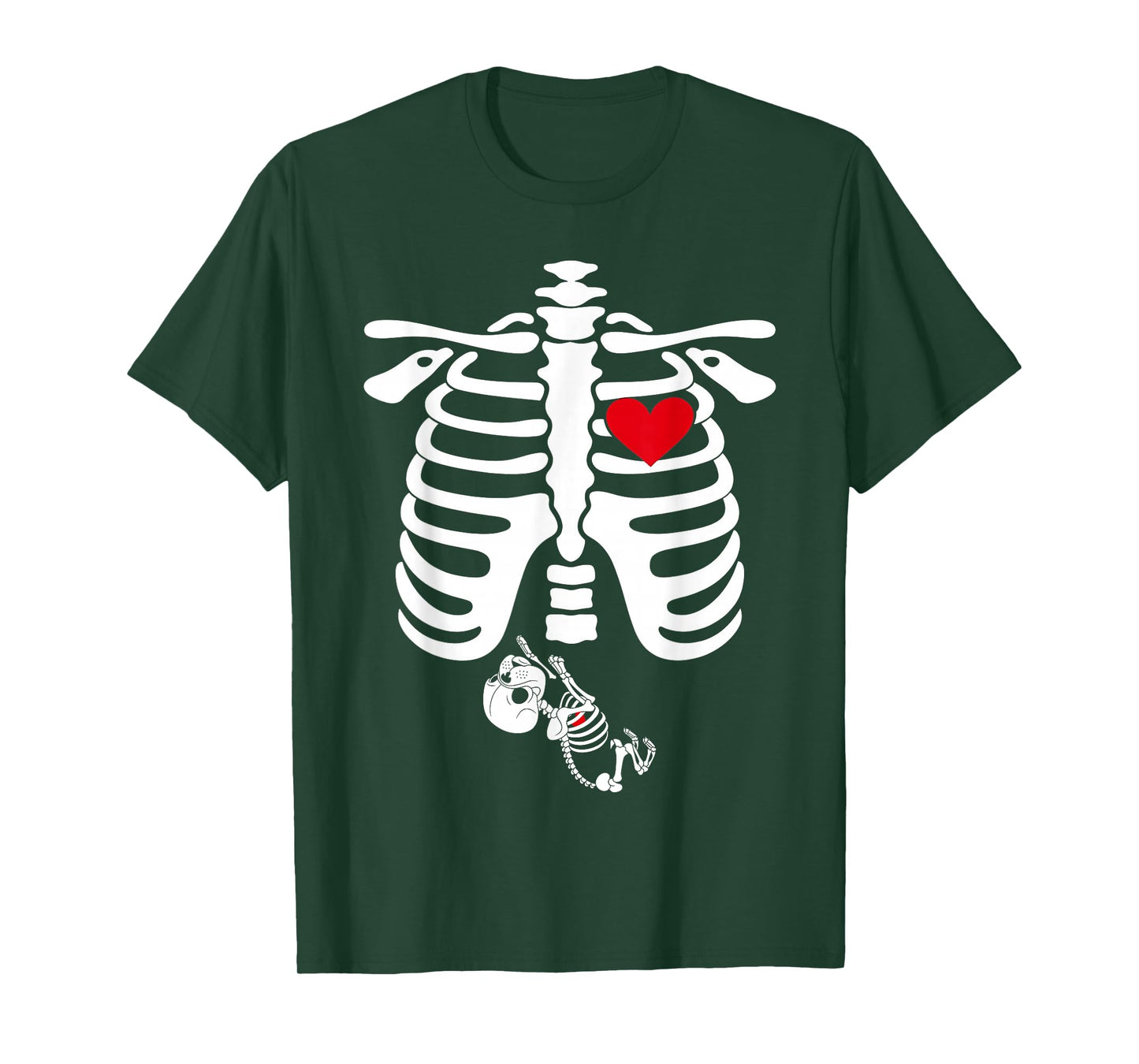 Skeleton Pregnancy Announcement English Bulldog Halloween T-Shirt