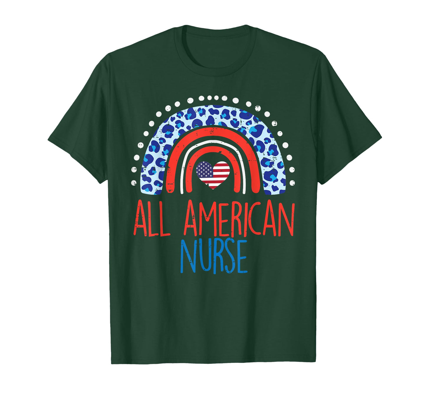 Rainbow All American Nurse 4th Of July Fourth Scrub Women RN T-Shirt