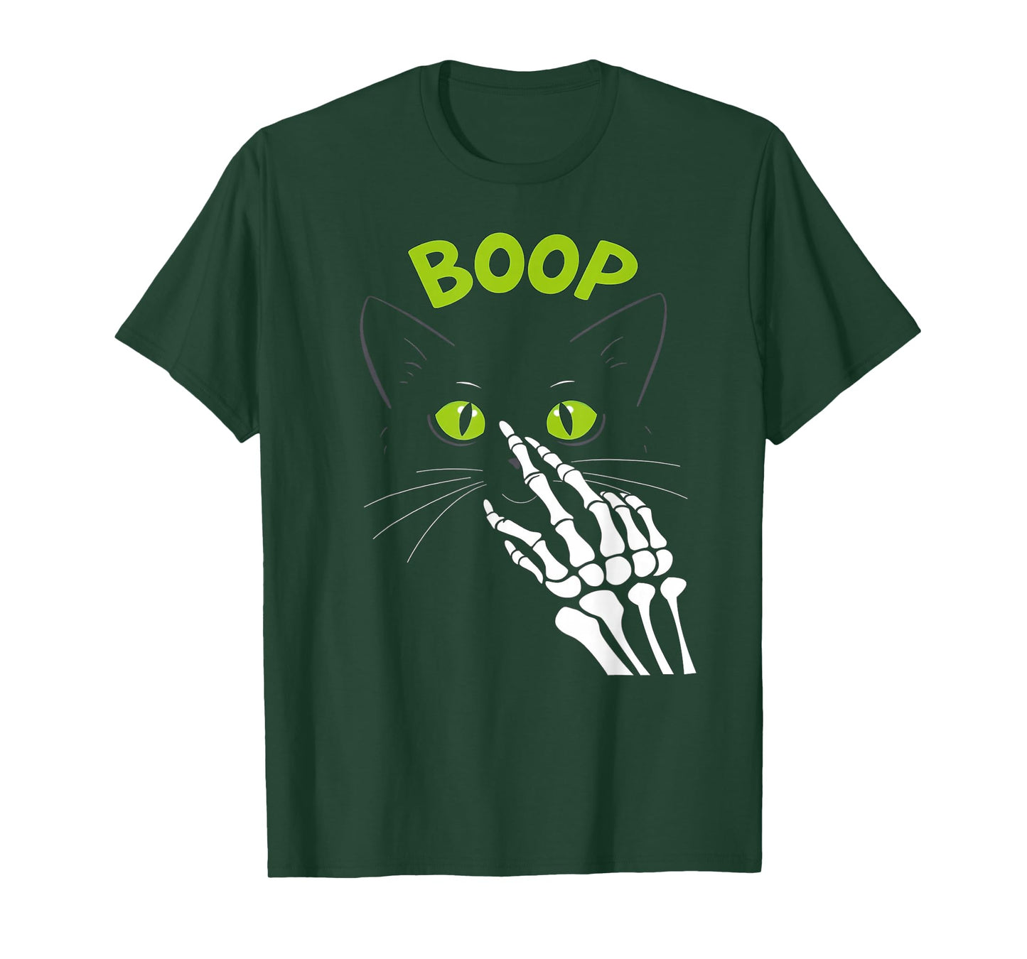 Skeleton Hand Boop On A Cat's Nose Funny Halloween Graphic T-Shirt