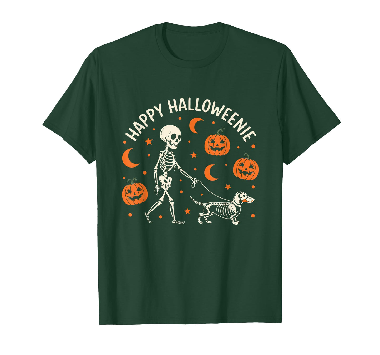 Happy Halloweenie Funny Halloween Skeleton Dachshund Dog T-Shirt