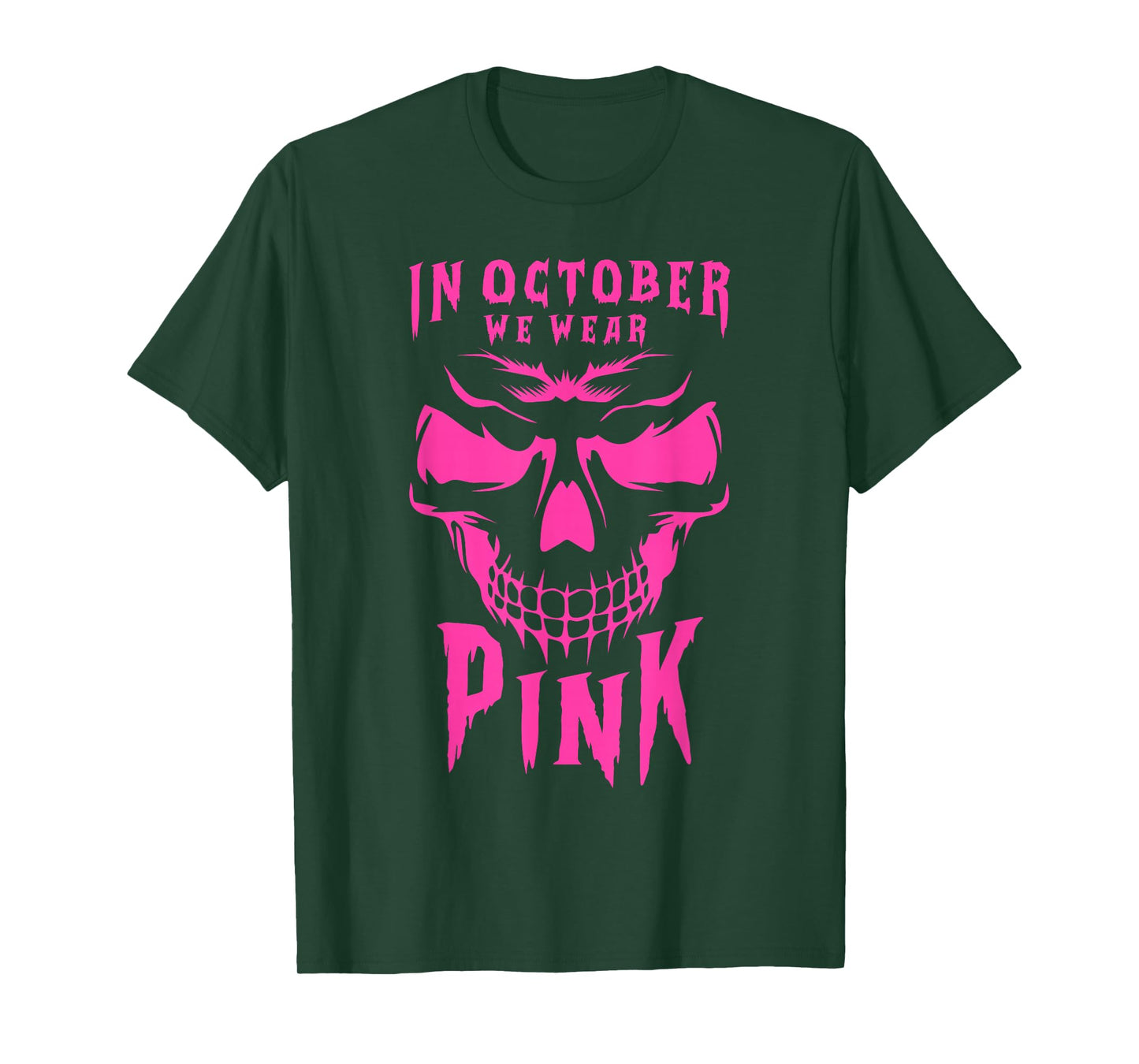 Breast Cancer Awareness Month Halloween Skull Pink Ribbon T-Shirt