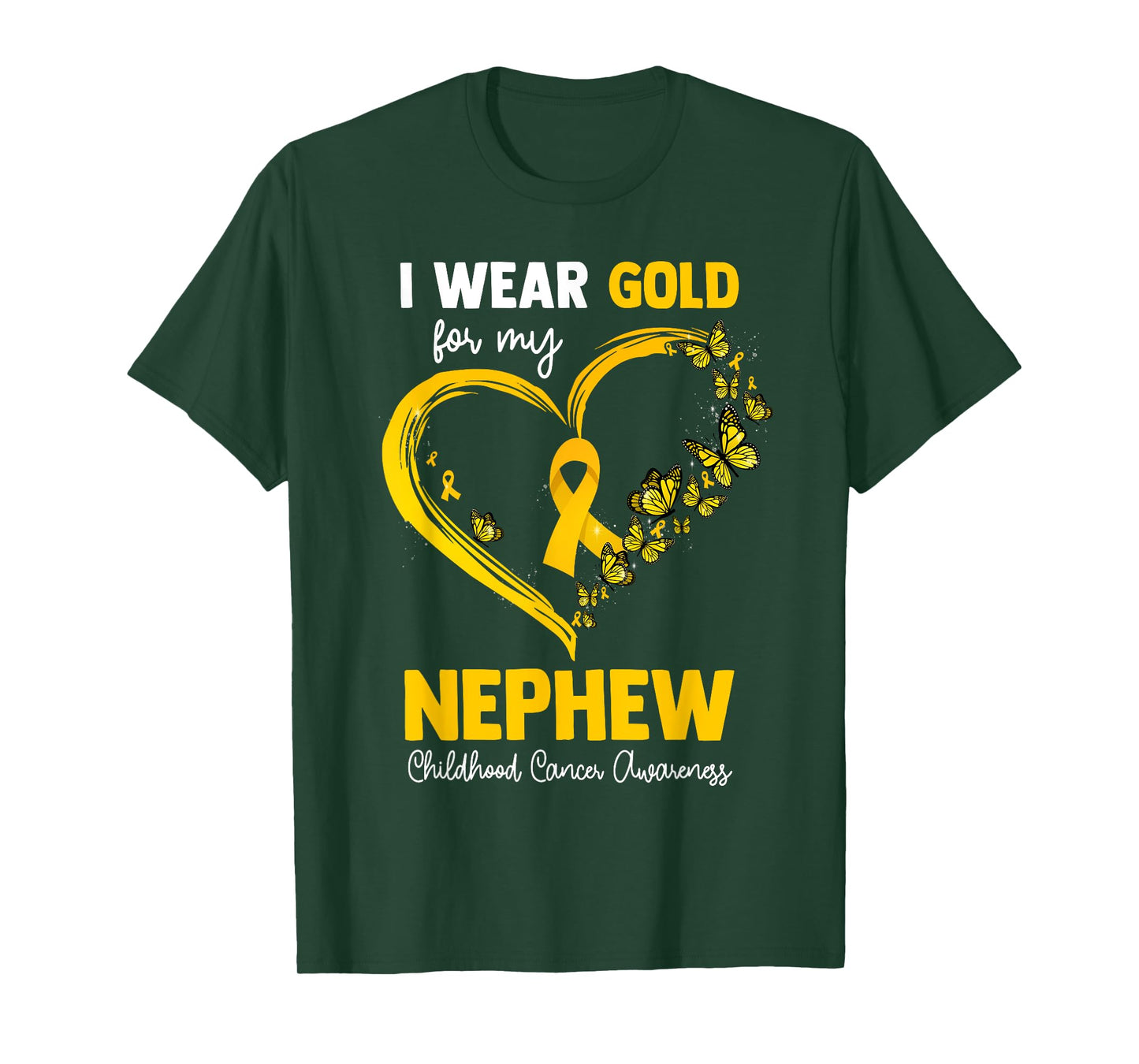 I Wear Gold For My Nephew Childhood Cancer Heart Ribbon T-Shirt