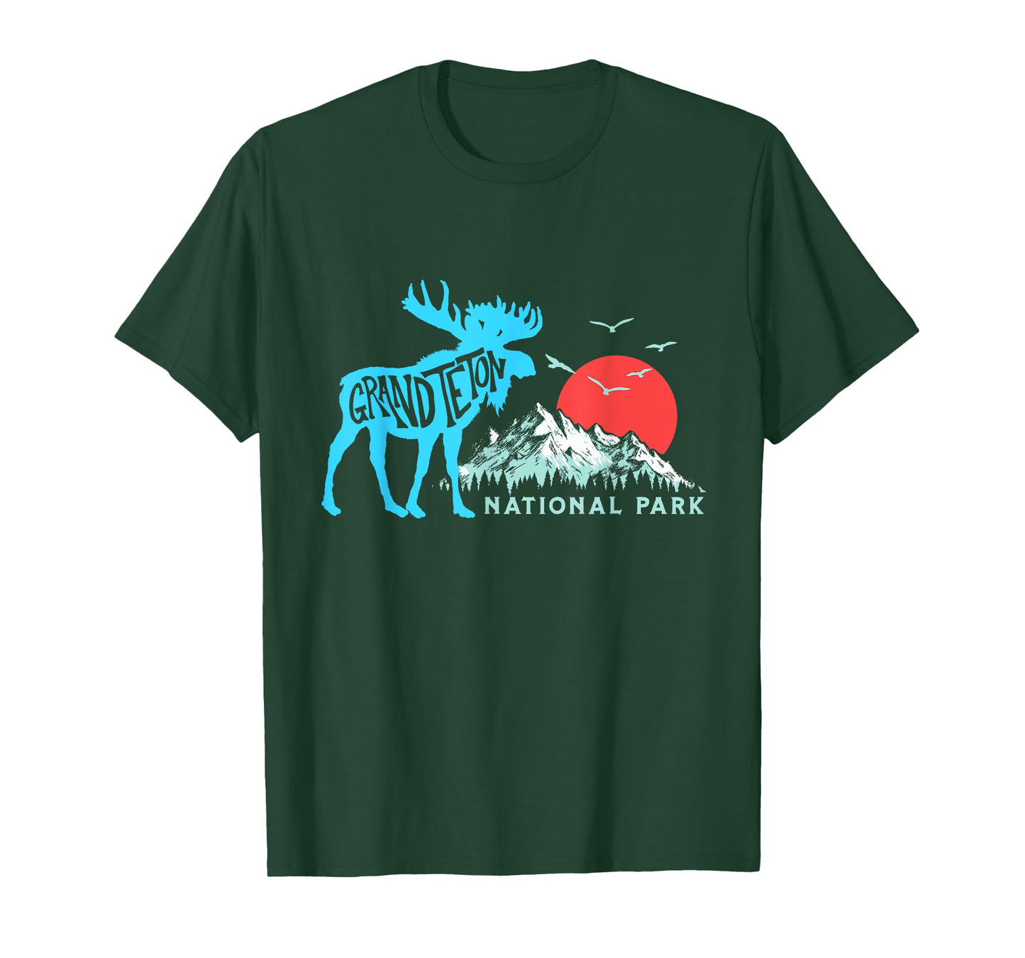 Grand Teton National Park Moose & Mountains Typography T-Shirt