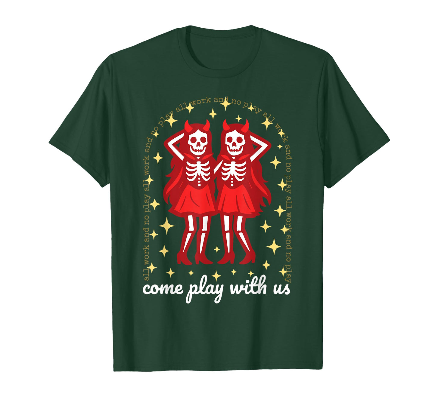 Come Play with Us Ghost Twins Scary Devil Girls Halloween T-Shirt