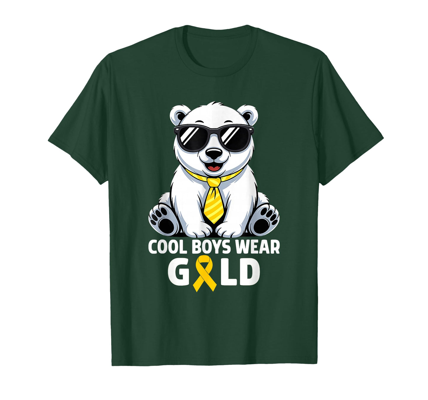 Cool Boys Wear Gold Bear Childhood Cancer Kids T-Shirt