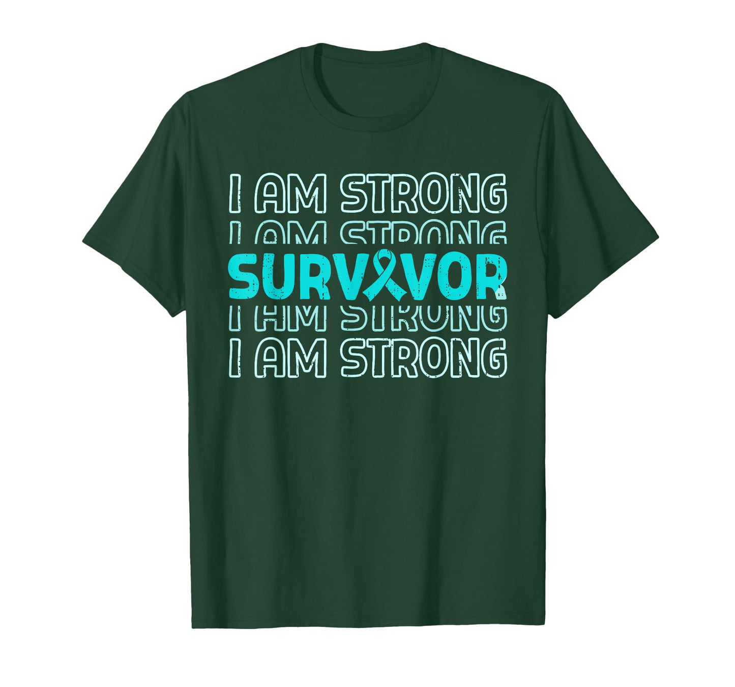 Survivor Ovarian Cancer Awareness Warrior Ribbon Teal T-Shirt