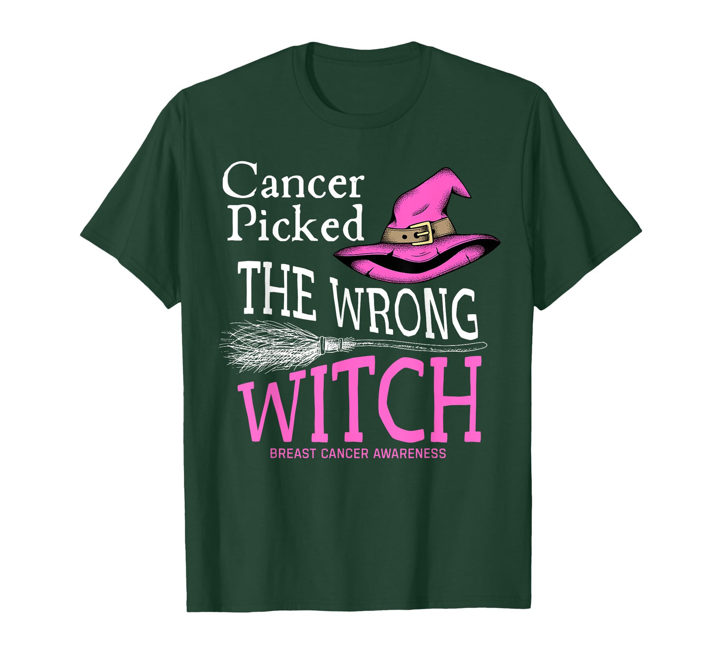 Cancer Picked The Wrong Witch Funny Halloween Breast Cancer T-Shirt